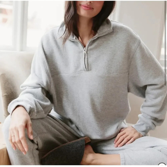 Jenni Kayne Gray Pullovers Half Zip Sweatshirt Size Medium - Picture 2 of 8